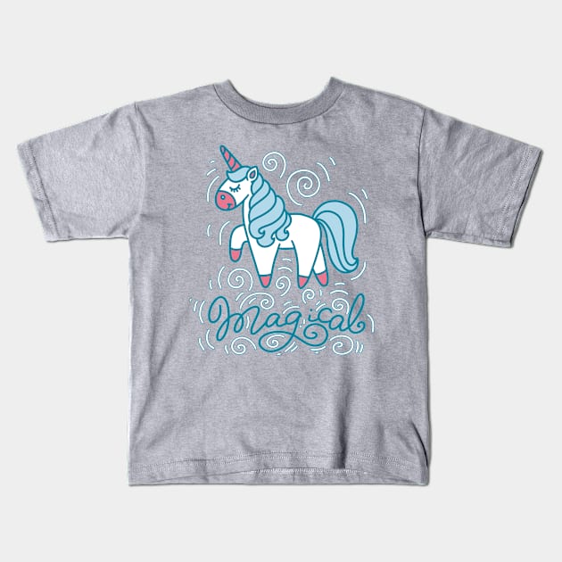 Magical Unicorn Kids T-Shirt by Mashmuh